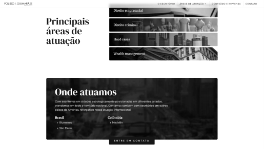 Seção hero do site Polido & Guimarães